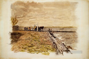 トーマス・イーキンス Painting - セーヌ川の写実的な風景を描く トーマス・イーキンス